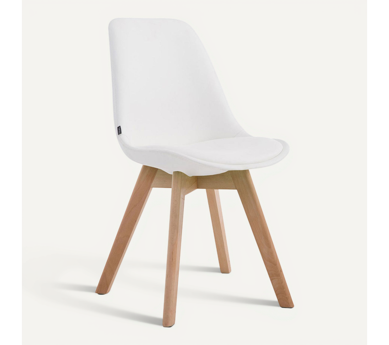 Chaise De Salle à Manger X1 Style Scandinave En Pvc Blanc Support 4 Pieds En Bois Couleur Clair 10