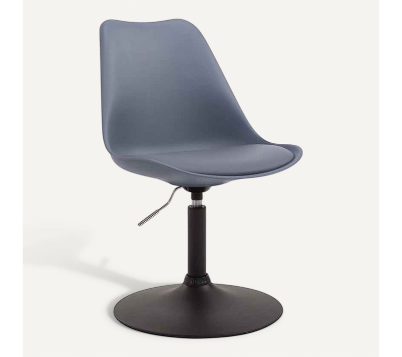 Chaise De Salle à Manger X1 Pivotante Hauteur Réglable En Plastique Gris Et Pied Trompette En Métal