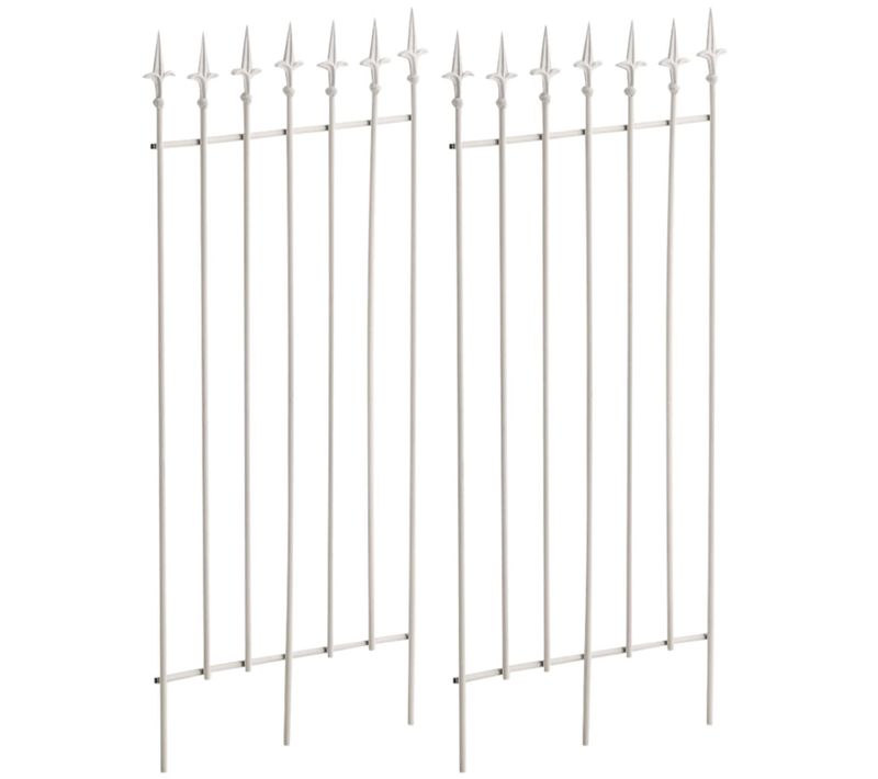 Lot De 2 Treillis Support Pour Plantes Grimpantes Décoration De Jardin En Métal Blanc 10_0003833