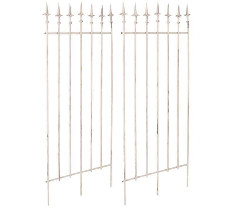 Lot De 2 Treillis Support Pour Plantes Grimpantes Décoration De Jardin En Métal Crème Vieilli 10_0