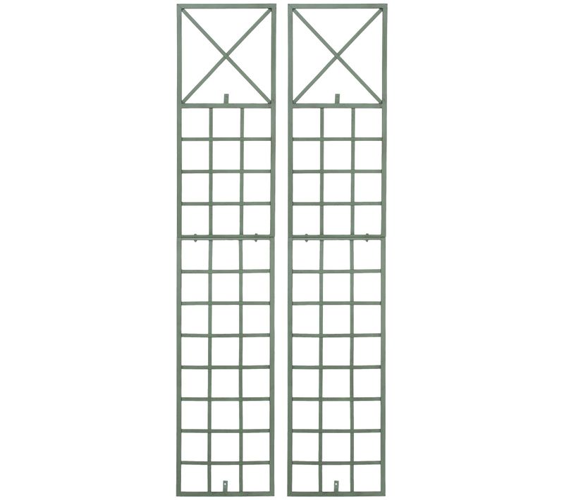 Set De 2 Treillis Décoration Mural Jardin Roses Plantes Grimpantes Métal Vert Vieilli 10_0003850