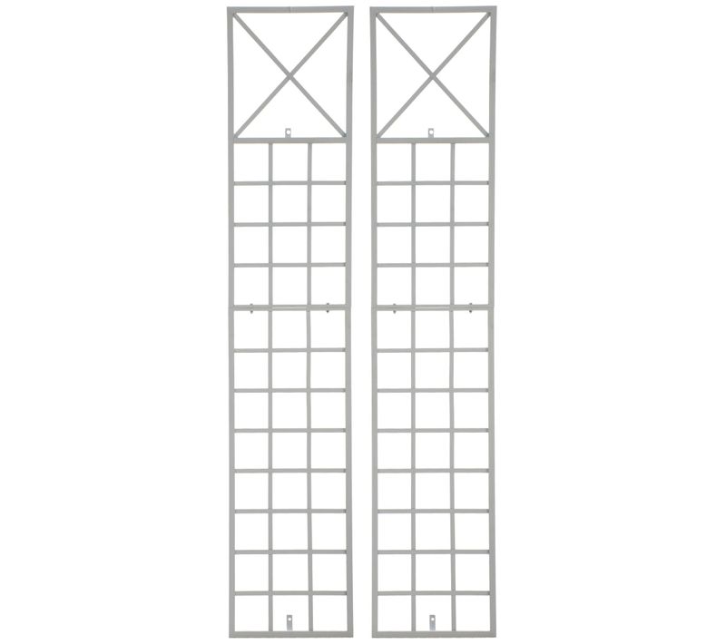 Set De 2 Treillis Décoration Mural Jardin Roses Plantes Grimpantes Métal Blanc 10_0003851