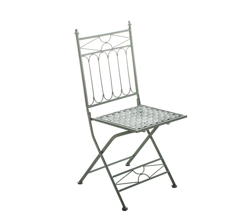 Chaise Pliable De Jardin Terrasse Balcon Design Rustique En Fer Forgé Vert Vieilli 10_0003863