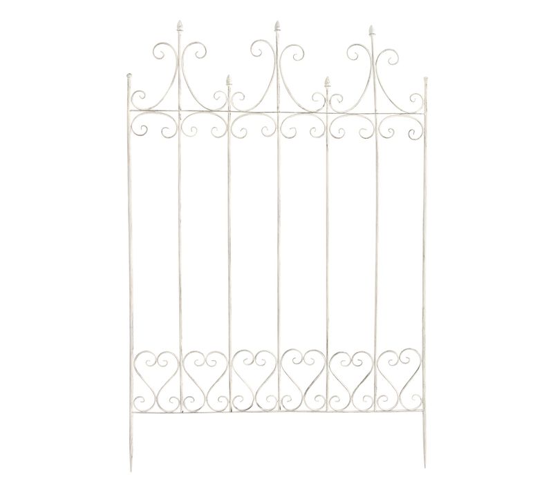 Treillis De Jardin Support Plantes Grimpantes Décoration Métal Blanc Vieilli 10_0003878