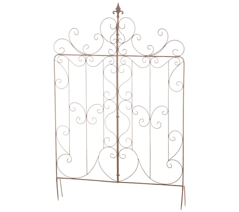 Treillis Décoration De Jardin Rosier Plantes Grimpantes 133 Cm En Métal Marron Vieilli 10_0003888