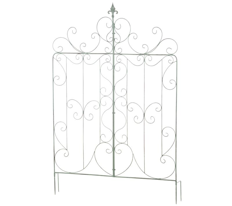 Treillis Décoration De Jardin Rosier Plantes Grimpantes 133 Cm En Métal Vert Vieilli 10_0003891