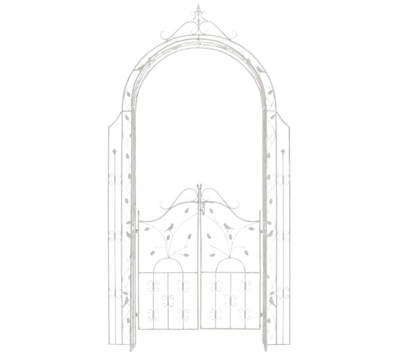 Arche De Jardin Arcade à Rosiers Avec Portillon Décoration Jardin 235x100 Cm En Métal Blanc