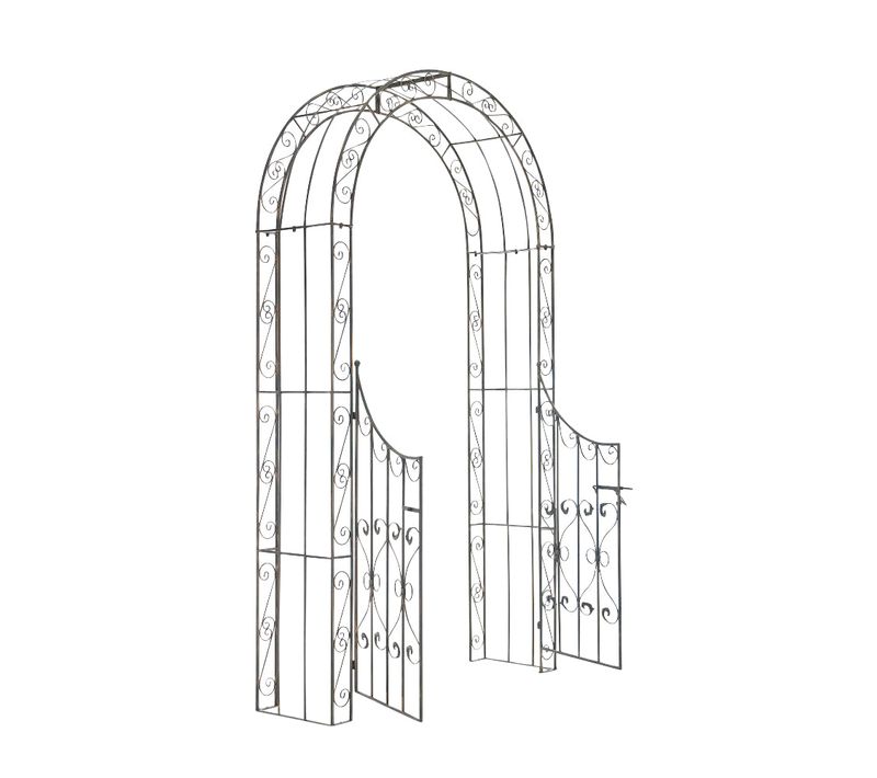 Arche Treillis De Jardin Avec Portillon Support Pour Plantes Grimpantes Métal Bronze 10_0003945