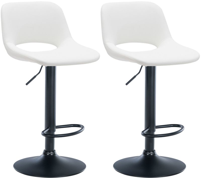 Tabourets De Bar Chaises Haute X2 Avec Repose-pieds En Pvc Blanc Piètement Métallique Noir 10_0004