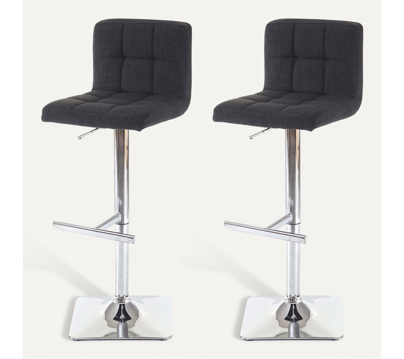 Lot De 2 Tabourets De Bar Chaises Hautes Rotatif Avec Dossier En Tissu / Textile Gris Foncé