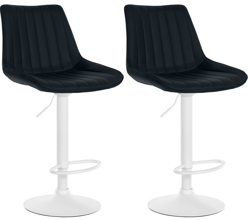 Lot De 2 Tabourets De Bar Réglable En Hauteur Pivotant à 360° Assise En Pvc Noir Couture Verticale