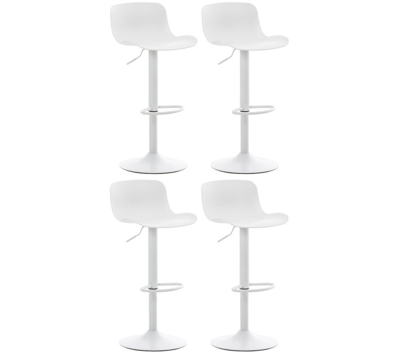 Lot De 4 Tabourets De Bar Hauteur Réglable Et Siège Pivotant Avec Siège En Plastique Blanc Métal
