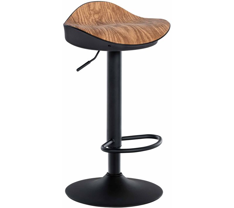Tabouret De Bar X1 Forme Ergonomique En Pvc Couleur Bois Et Pieds En Métal Noir 10_0004529