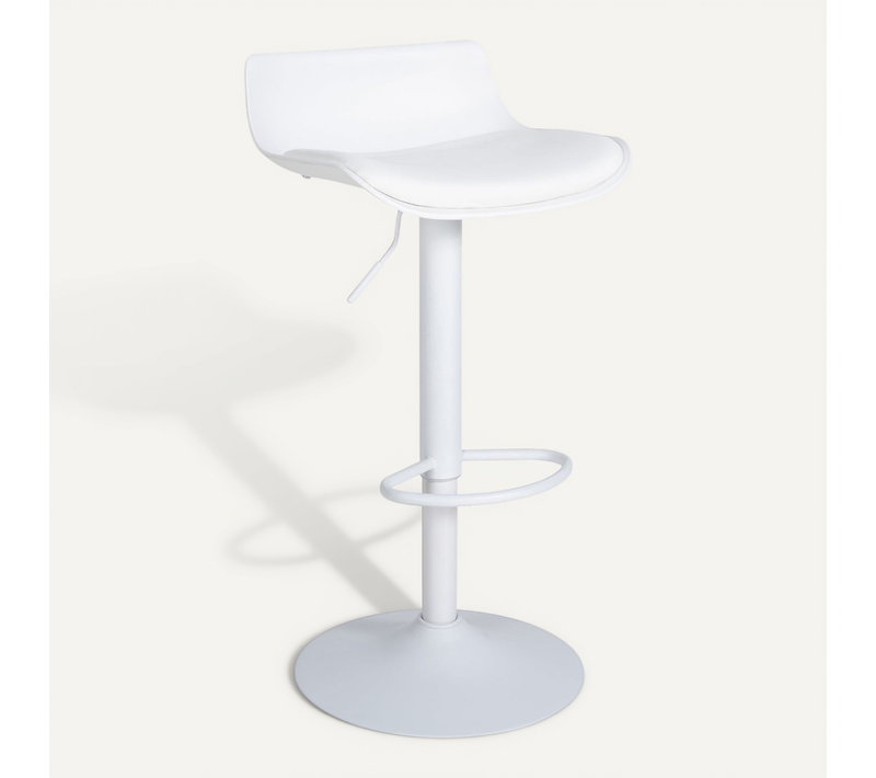 Tabouret De Bar X1 Avec Repose-pieds Hauteur Réglable Desing Moderne En Pvc Blanc Et Métal Blanc 1