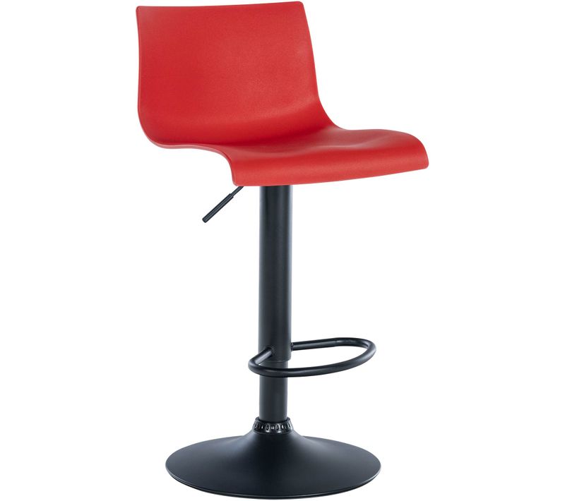 Tabouret De Bar X1 Design Simple Avec Repose-pieds En Plastique Rouge Pieds En Métal Noir 10_00045