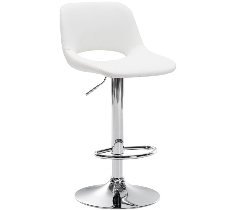 Tabouret De Bar Chaise Haute X1 Avec Repose-pieds En Pvc Blanc Piètement Métallique Chromé 10_0004
