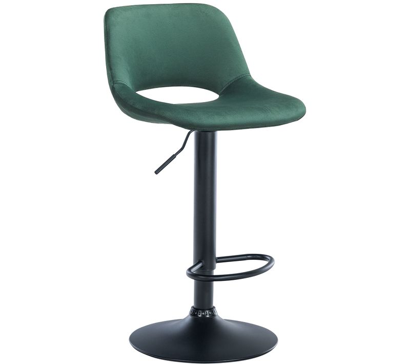 Tabouret De Bar Chaise Haute X1 Avec Repose-pieds En Velours Vert Piètement Métallique Noir 10_000