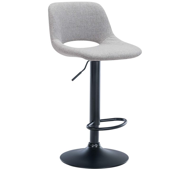 Tabouret De Bar Chaise Haute X1 Avec Repose-pieds En Tissu Gris Clair Piètement Métallique Noir 10