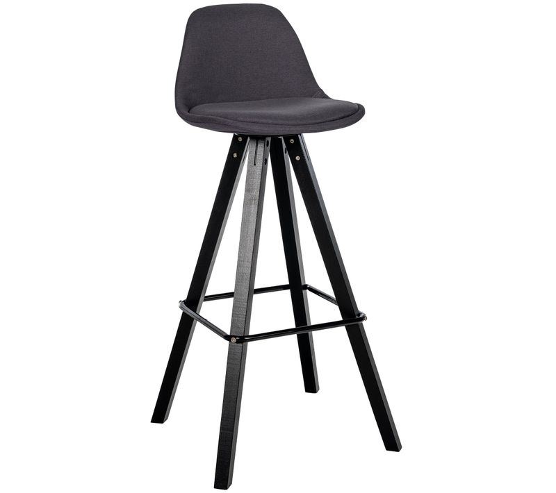 Tabouret De Bar Chaise Haute X1 Repose-pieds Style Scandinave En Tissu Gris Foncé Structure En Bois