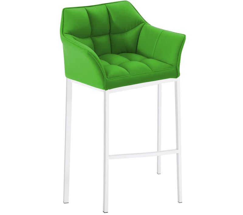 Tabouret De Bar Chaise Haute De Comptoir Couture Carrées Assise En Pvc Vert 4 Pieds Stables