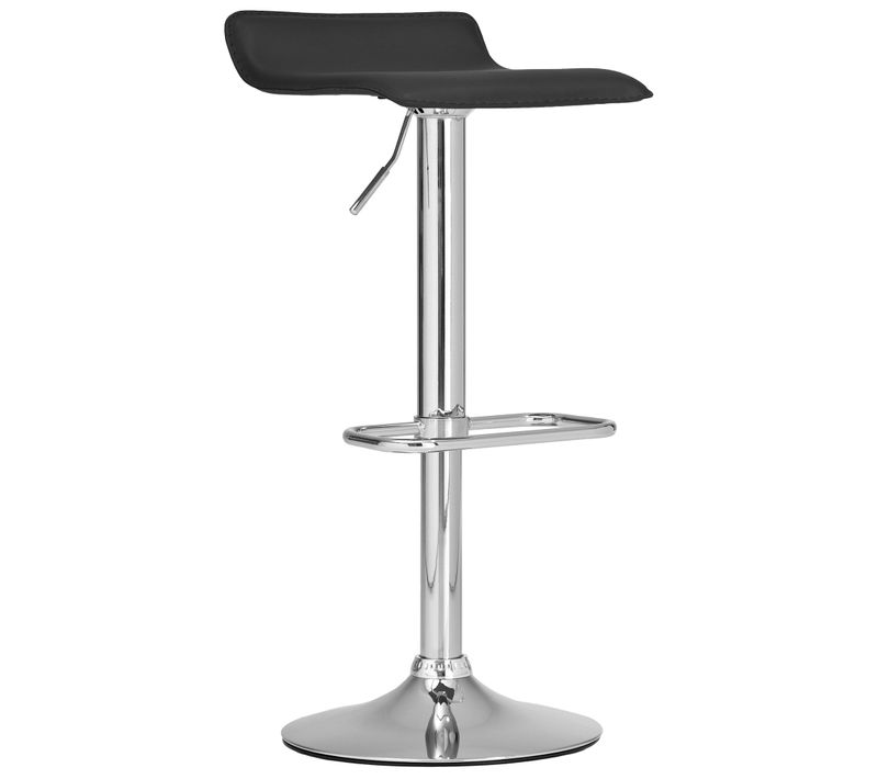 Tabouret De Bar X1 Avec Repose-pieds Siège Pivotant à 360° Design Simple Pvc Noir Et Métal Chromé