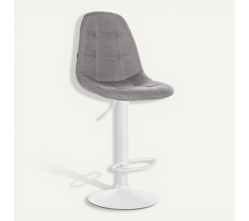 Tabouret De Bar X1 Avec Repose-pieds Hauteur Réglable Pivotant Assise En Tissu Gris Cadre Métallique