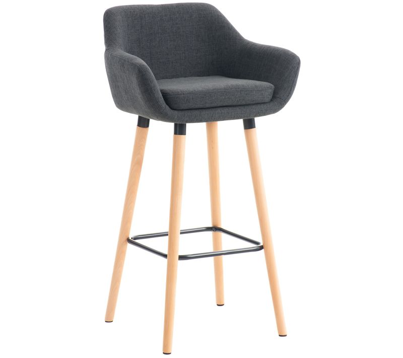 Tabouret De Bar Lounge X1 Design Scandinave Assise En Tissu Gris Foncé Pieds En Bois