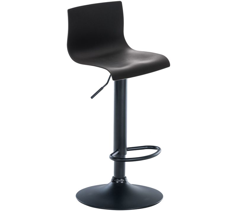 Tabouret De Bar Avec Repose-pieds Pivotant Dossier Incurvé En Plastique Noir Et Métal Noir 10_0004