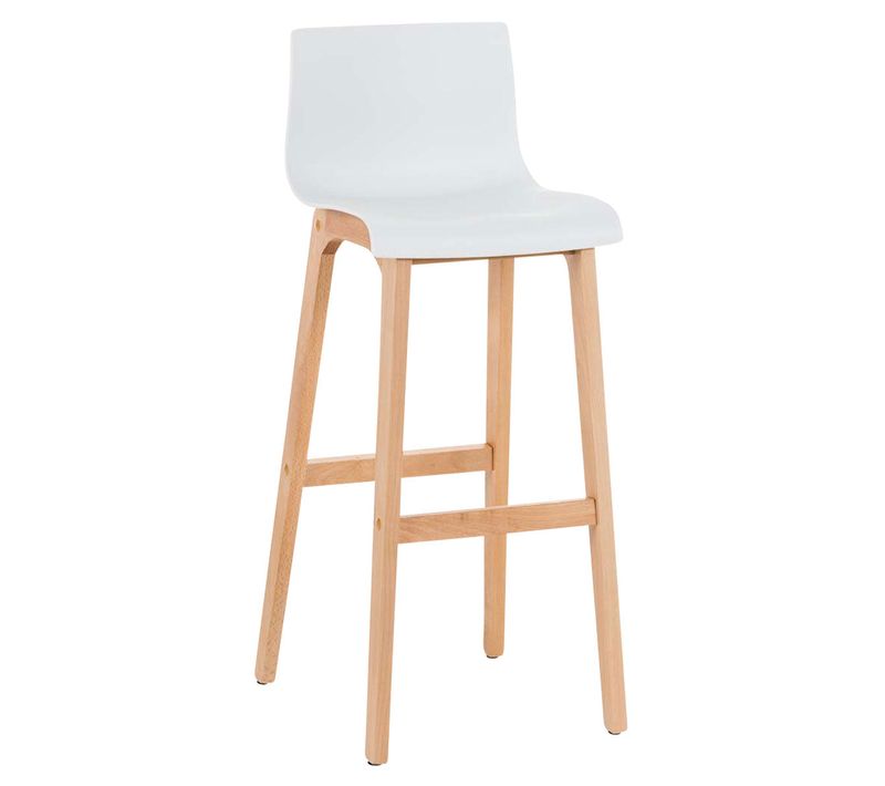 Tabouret De Bar Design Scandinave X1 Structure De 4 Pieds En Bois Assise En Plastique Blanc 10_000