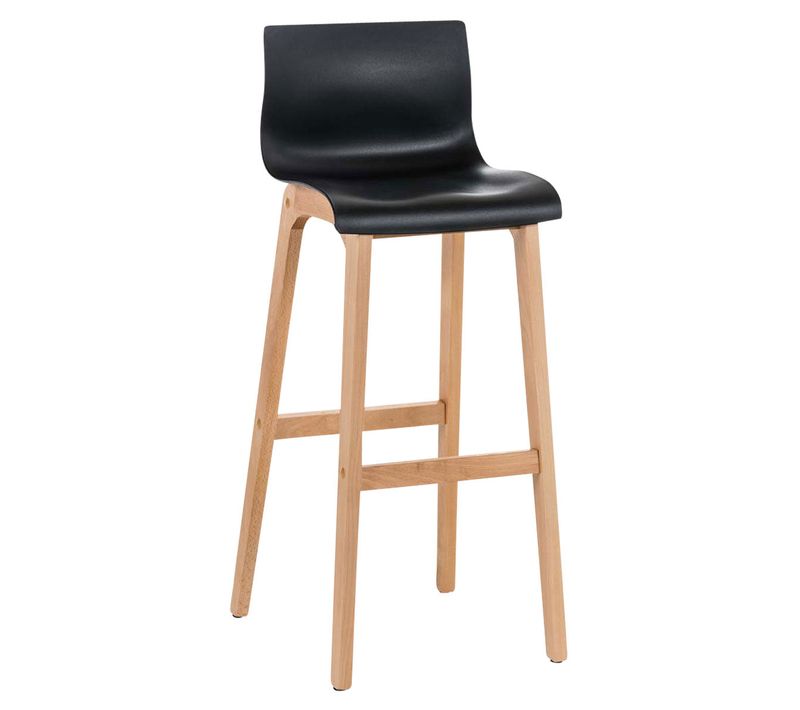 Tabouret De Bar Design Scandinave X1 Structure De 4 Pieds En Bois Assise En Plastique Noir 10_0004