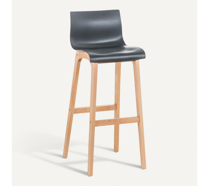 Tabouret De Bar Design Scandinave X1 Structure De 4 Pieds En Bois Assise En Plastique Gris 10_0004