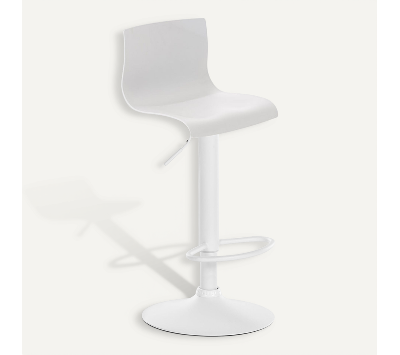 Tabouret De Bar X1 Avec Repose-pieds Pivotant Dossier Incurvé En Plastique Blanc Et Métal Blanc 10