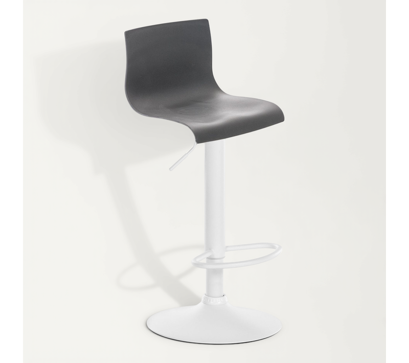Tabouret De Bar X1 Avec Repose-pieds Pivotant Dossier Incurvé En Plastique Gris Et Métal Blanc 10_