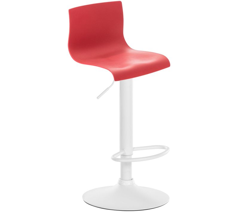 Tabouret De Bar X1 Avec Repose-pieds Pivotant Dossier Incurvé En Plastique Rouge Et Métal Blanc 10