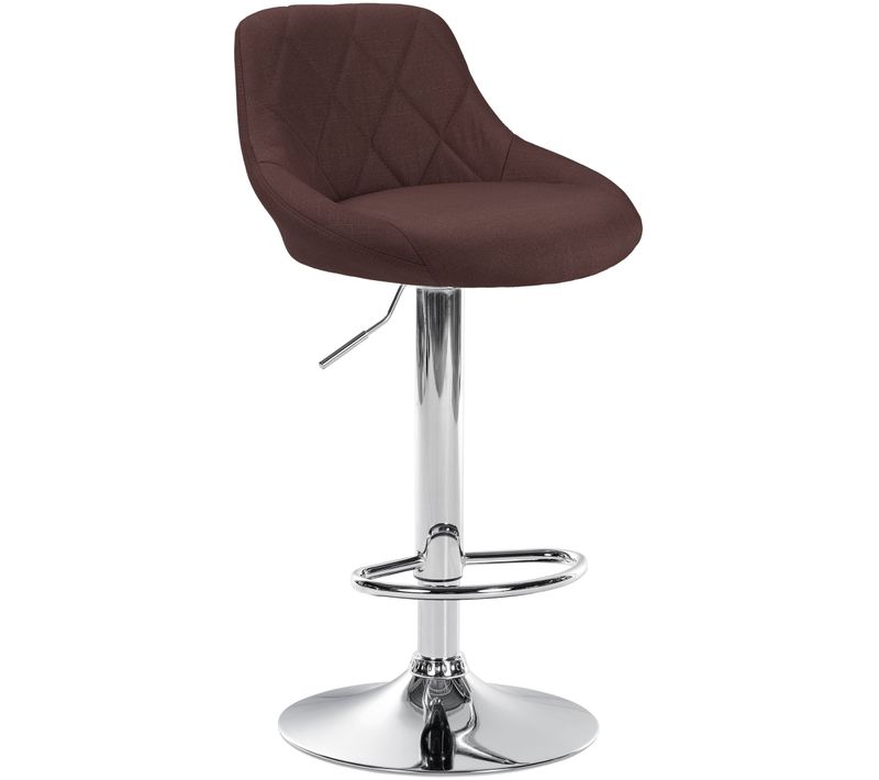 Tabouret De Bar Chaise Haute X 1 Avec Coutures Décoratives Assise En Tissu Marron Pieds Métal