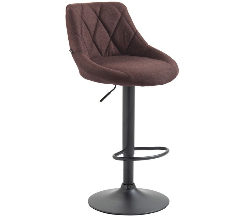 Tabouret De Bar Chaise Haute X 1 Avec Coutures Décoratives Assise En Tissu Marron Pieds Métal Noir