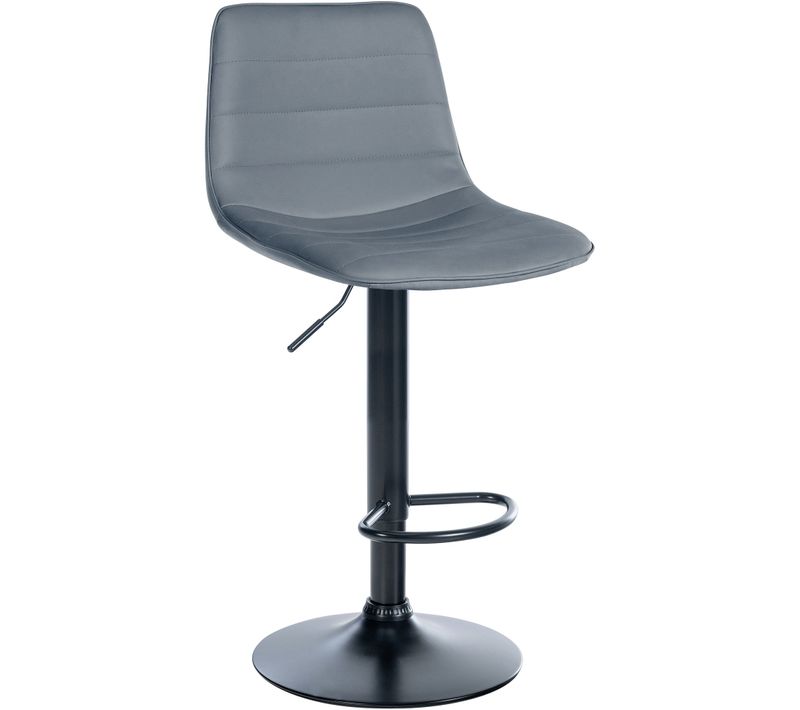 Tabouret De Bar Chaise Haute X1 Avec Repose-pieds Incurvé En Pvc Gris Structure Métallique Noir 10