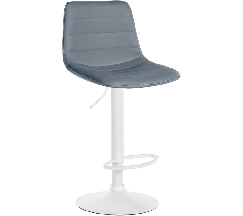 Tabouret De Bar Chaise Haute X1 Avec Repose-pieds Incurvé En Pvc Gris Structure Métallique Blanc 1