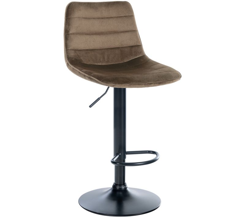 Tabouret De Bar Chaise Haute X1 Avec Repose-pieds Incurvé En Velours Marron Structure Métallique