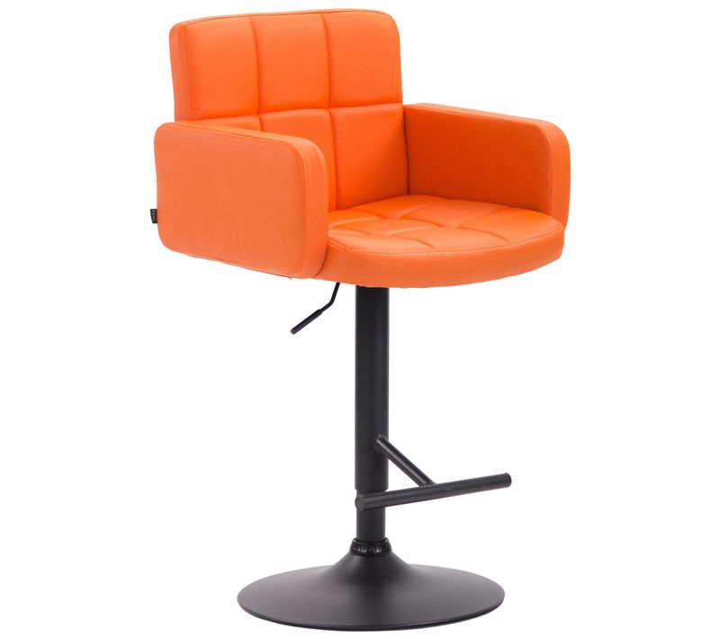 Tabouret De Bar X1 Avec Accoudoirs Et Dossier Confortable En Synthétique Orange Pieds Noir Mat 10_