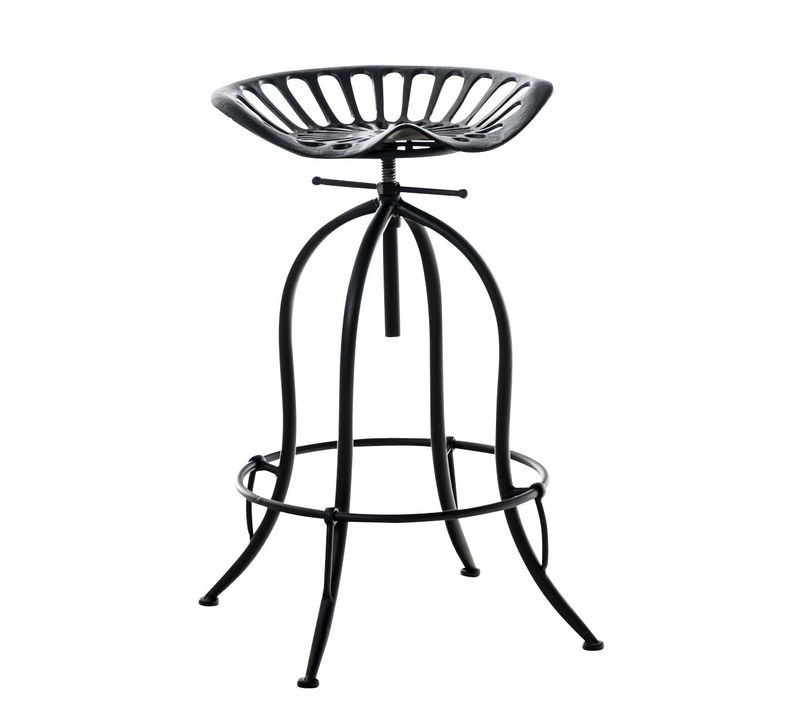 Tabouret De Bar X1 Avec Repose-pieds Circulaire Design Industriel En Métal Noir 10_0005222