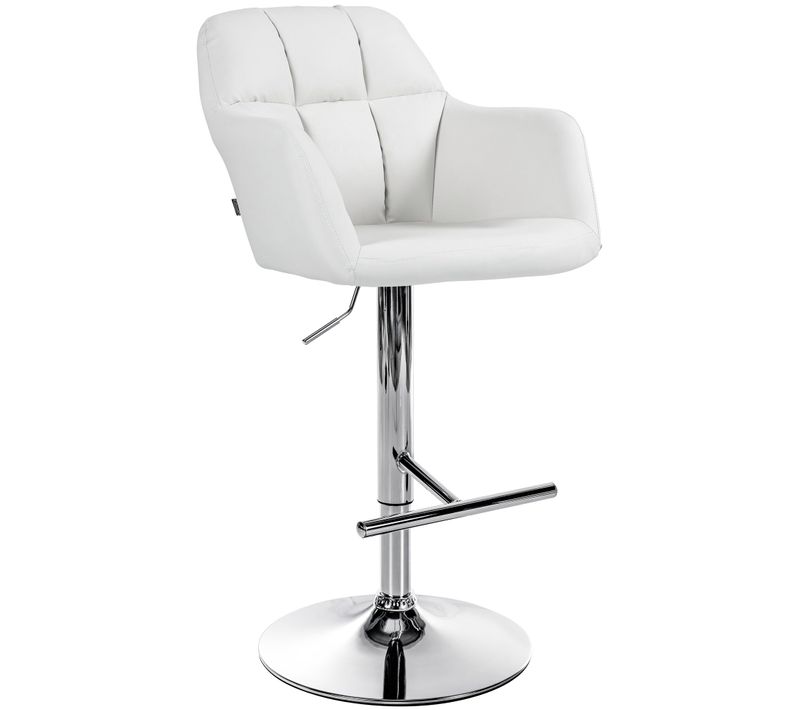 Tabouret De Bar Chaise Haute X1 Fonction Rotation 360° En Pvc Blanc Avec Coutures Décoratives