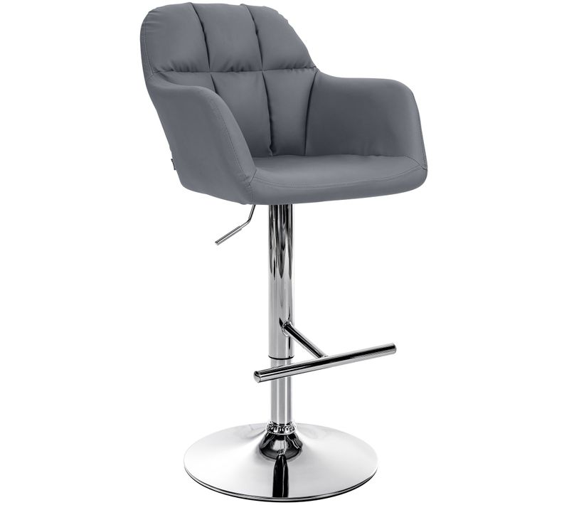 Tabouret De Bar Chaise Haute X1 Fonction Rotation 360° En Pvc Gris Avec Coutures Décoratives