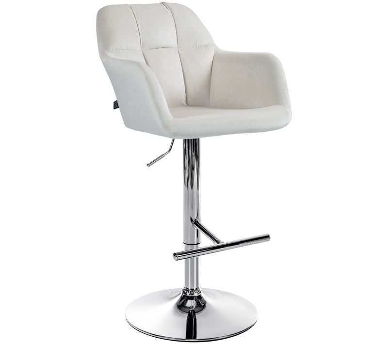 Tabouret De Bar Chaise Haute X1 Fonction Rotation 360° En Velours Crème Avec Coutures Décoratives