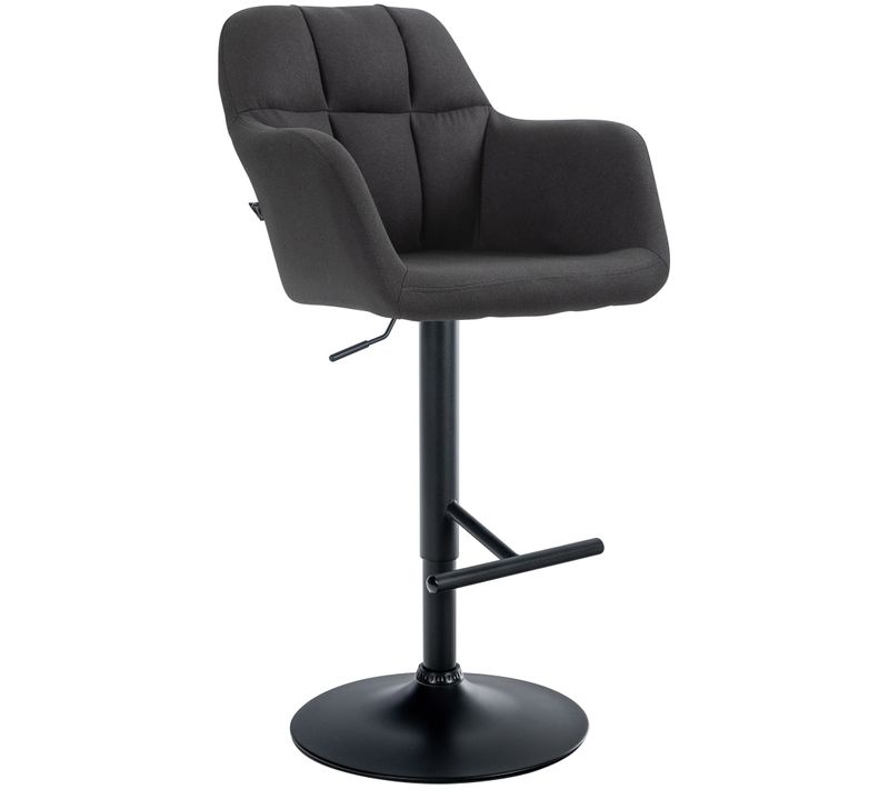 Tabouret De Bar Chaise Haute X1 Fonction Rotation 360° En Tissu Noir Avec Coutures Décoratives
