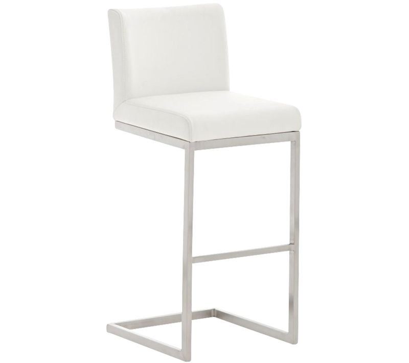 Tabouret De Bar X1 Design Moderne Support En Acier Inoxydable Assise En Pvc Blanc 10_0005318