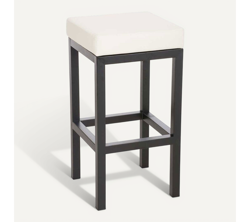 Tabouret De Bar X1 Avec Repose-pieds Design Simple Hauteur D'assise 85 Cm En Pvc Crème