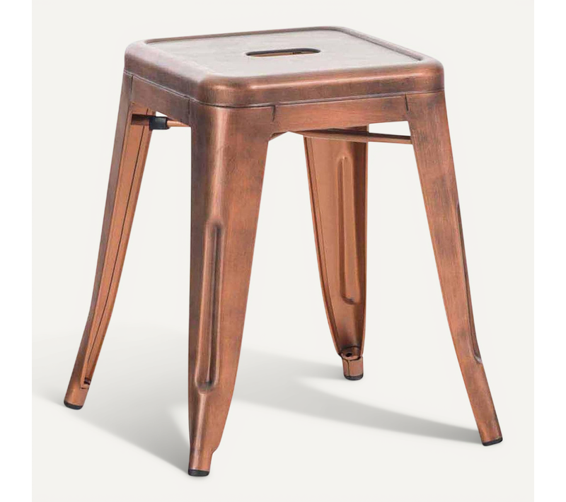 Tabouret Bas Design Industriel Hauteur Fixe 46 Cm En Métal Cuivre 10_0005494