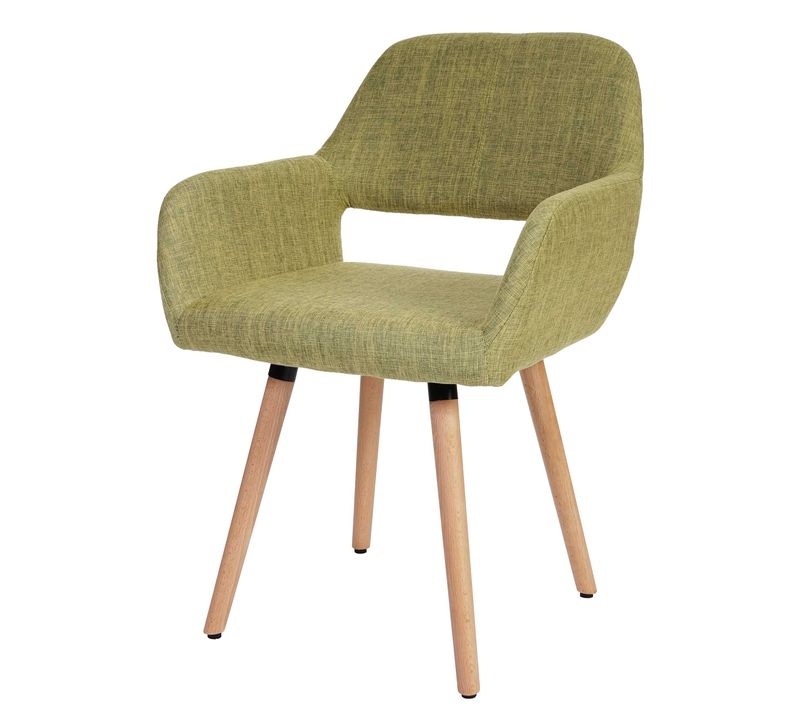 Chaise De Salle à Manger Bureau Visiteur Sans Roulette Design Rétro En Tissu Vert Clair Pied En Mé