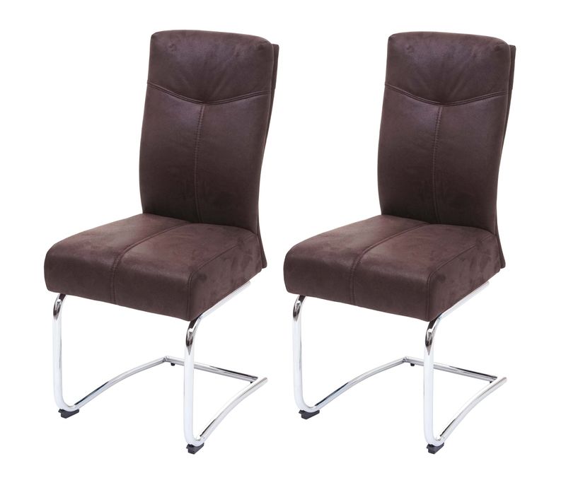 Lot De 2 Chaises De Salle à Manger Confortable Et Moderne En Textile Aspect Daim Marron 04_0000405
